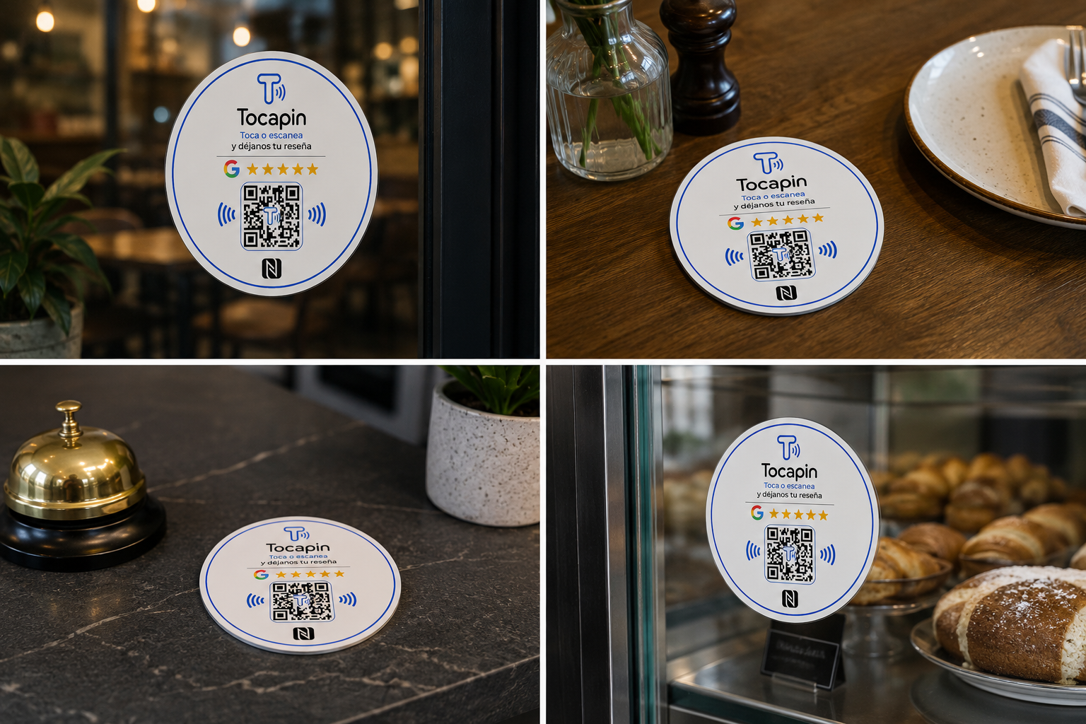Dispositivo Tocapin junto a la caja de una cafetería